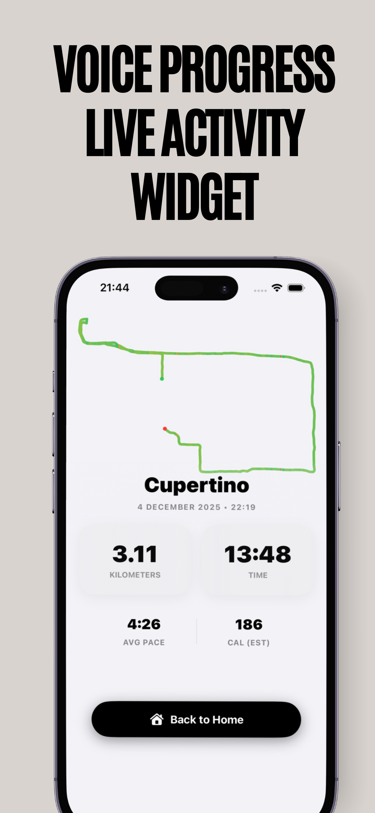 Strider live activity screenshot
